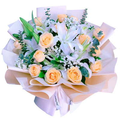 永州16朵香槟玫瑰2支百合，爱的温暖和幸福