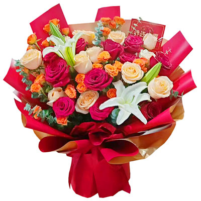 永州19朵玫瑰百合，爱情永不凋零
