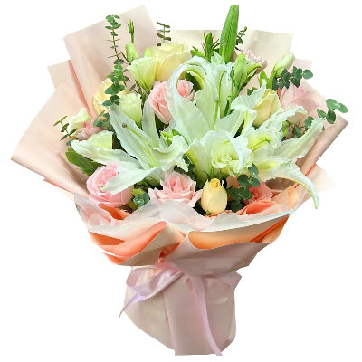 永州10朵玫瑰百合混搭，爱是难忘时刻