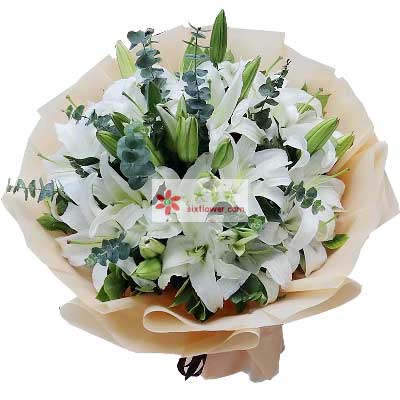 永州9支白色多头百合，祝福你幸福